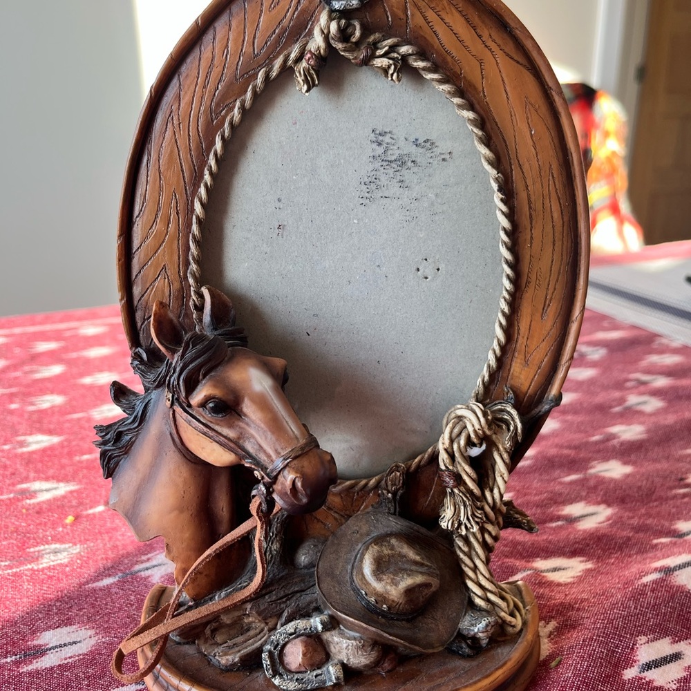 Rustic Horse and Cowboy Hat Picture Frame resin